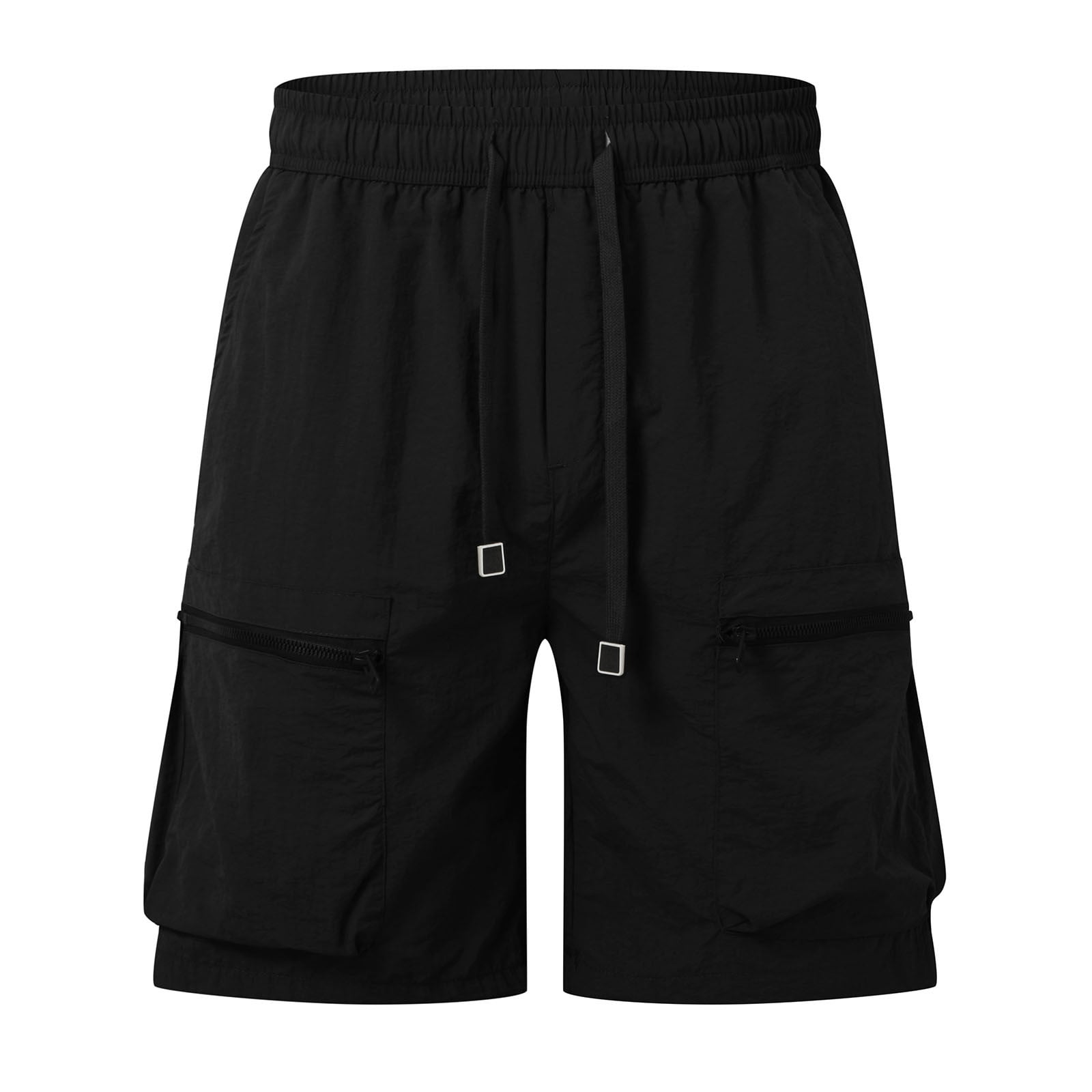 Pepeey Big And Tall Mens Shorts, Men Black Shorts Zipper Pocket Shorts ...