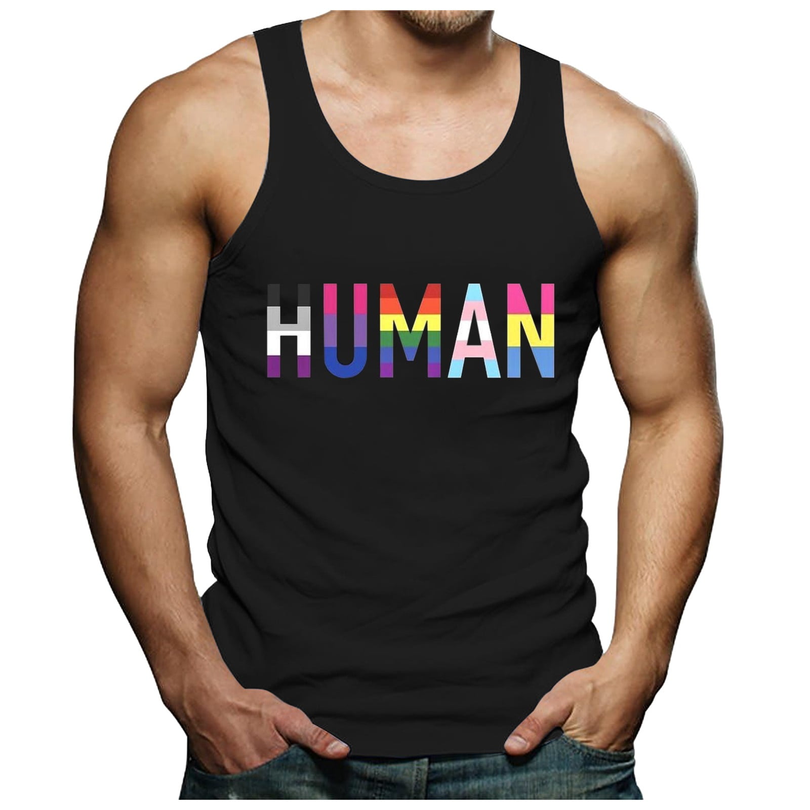 Pepeey Big And Tall Mens Tank Tops Black Wife Beaten Men Graphic Tank