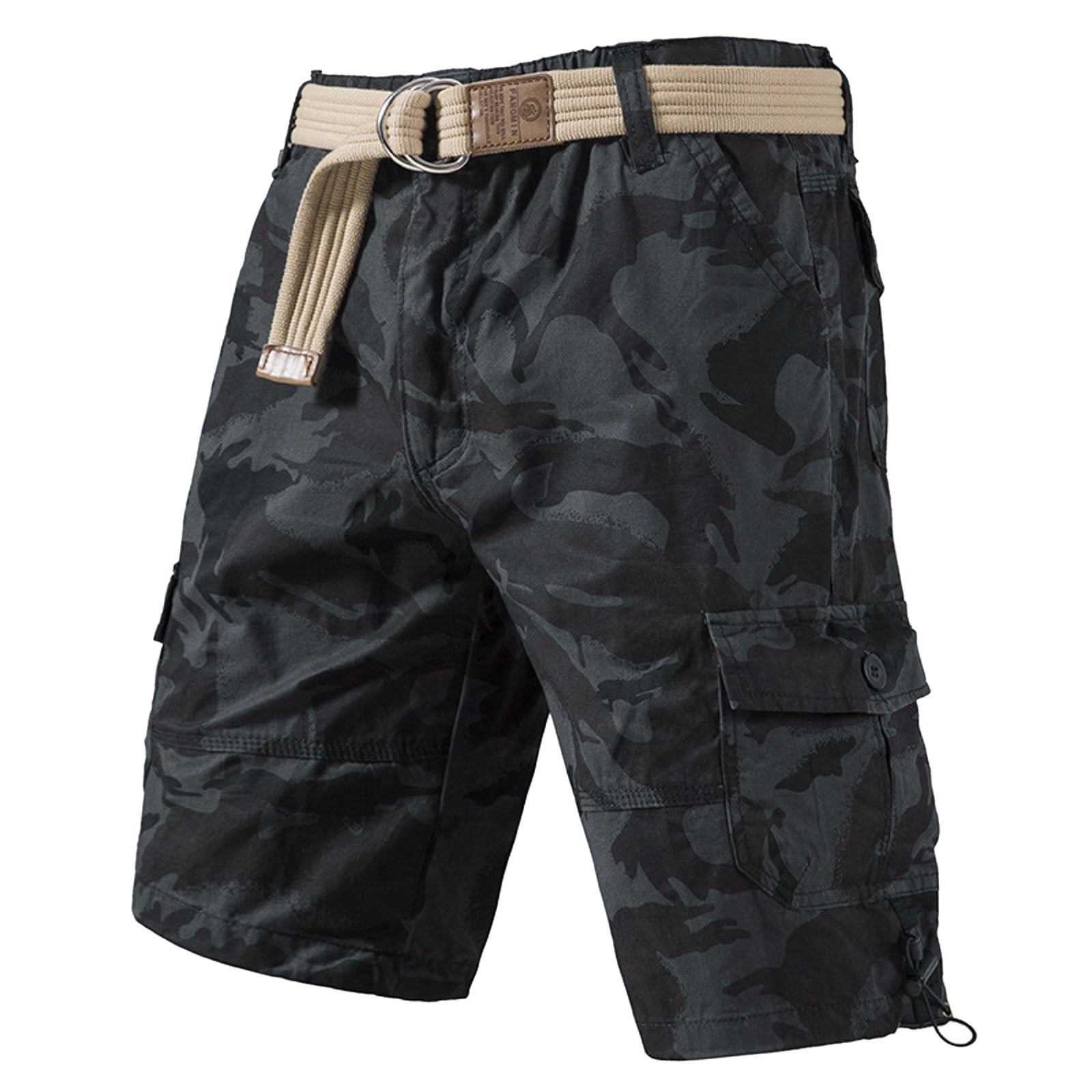 Pepeey Cargo Pants for Men, Shorts with Elastic Waistband Hiking Shorts