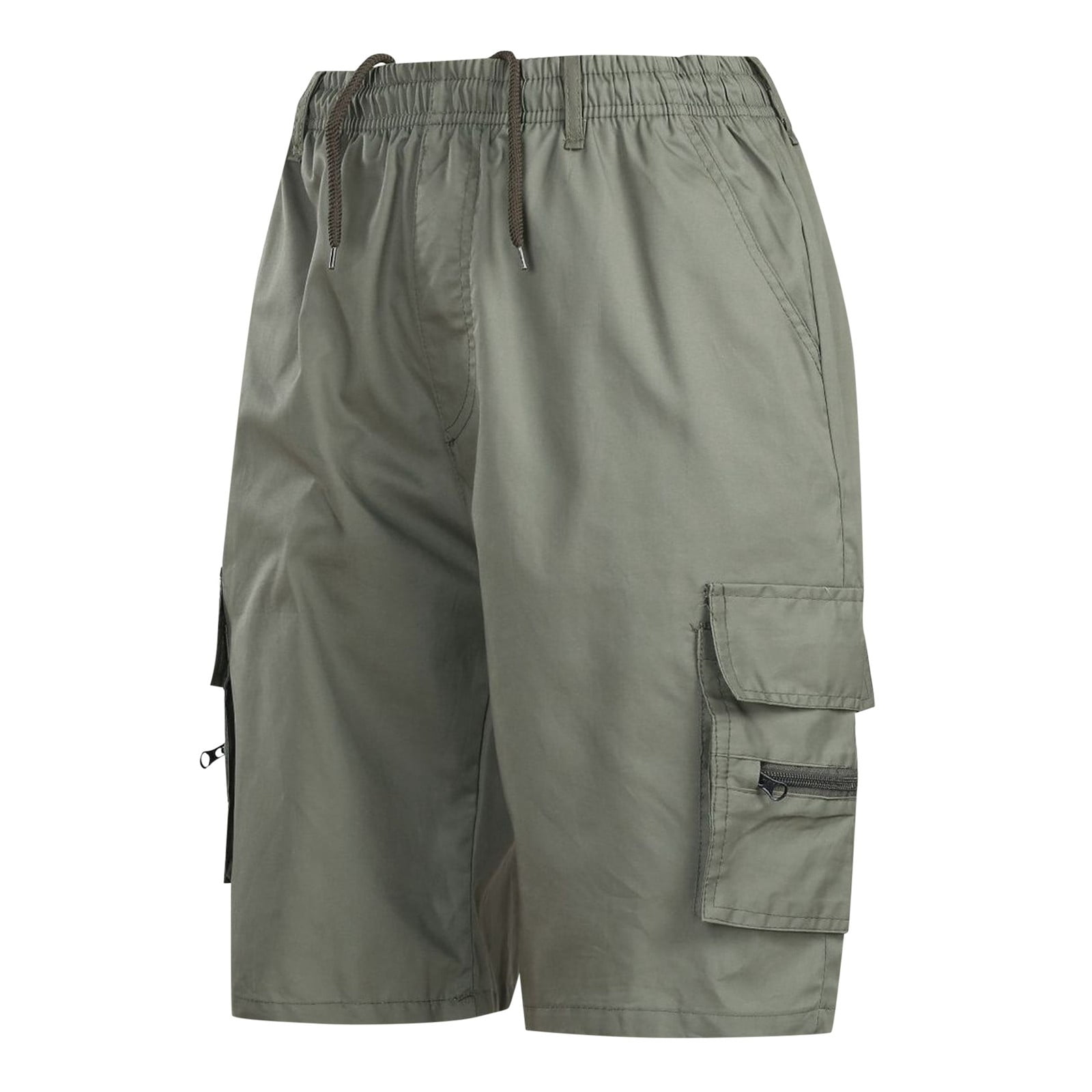 Pepeey Khaki Cargo Shorts for Men, Shorts with Cell Phone Pocket