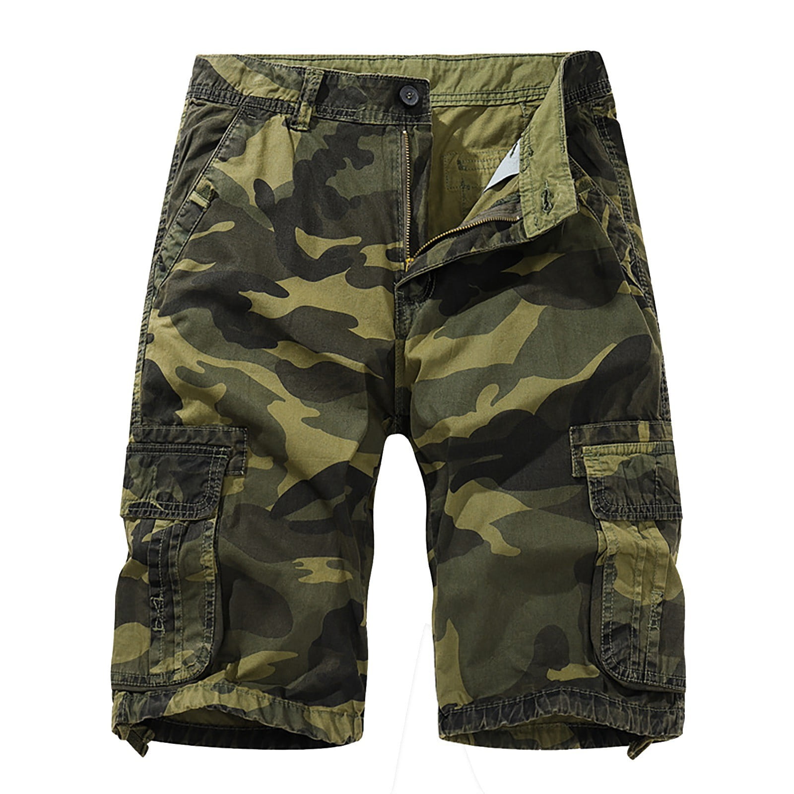 Pepeey Khaki Cargo Shorts for Men, Long Shorts for Men Below Knee
