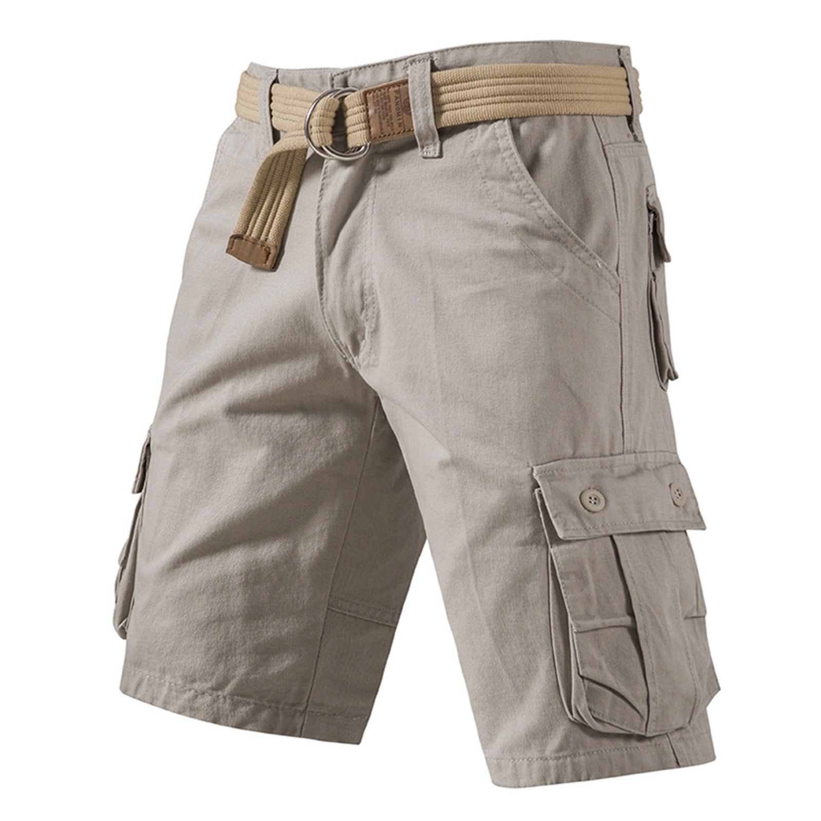 Pepeey Men Shorts with Zipper Pockets, Men's Fishing Shorts Khaki Cargo