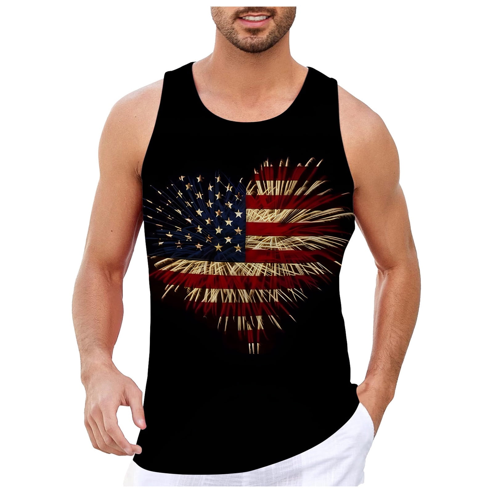 Pepeey Mens Graphic Tank Tops Tank Top Under Shirt for Men Mens Black