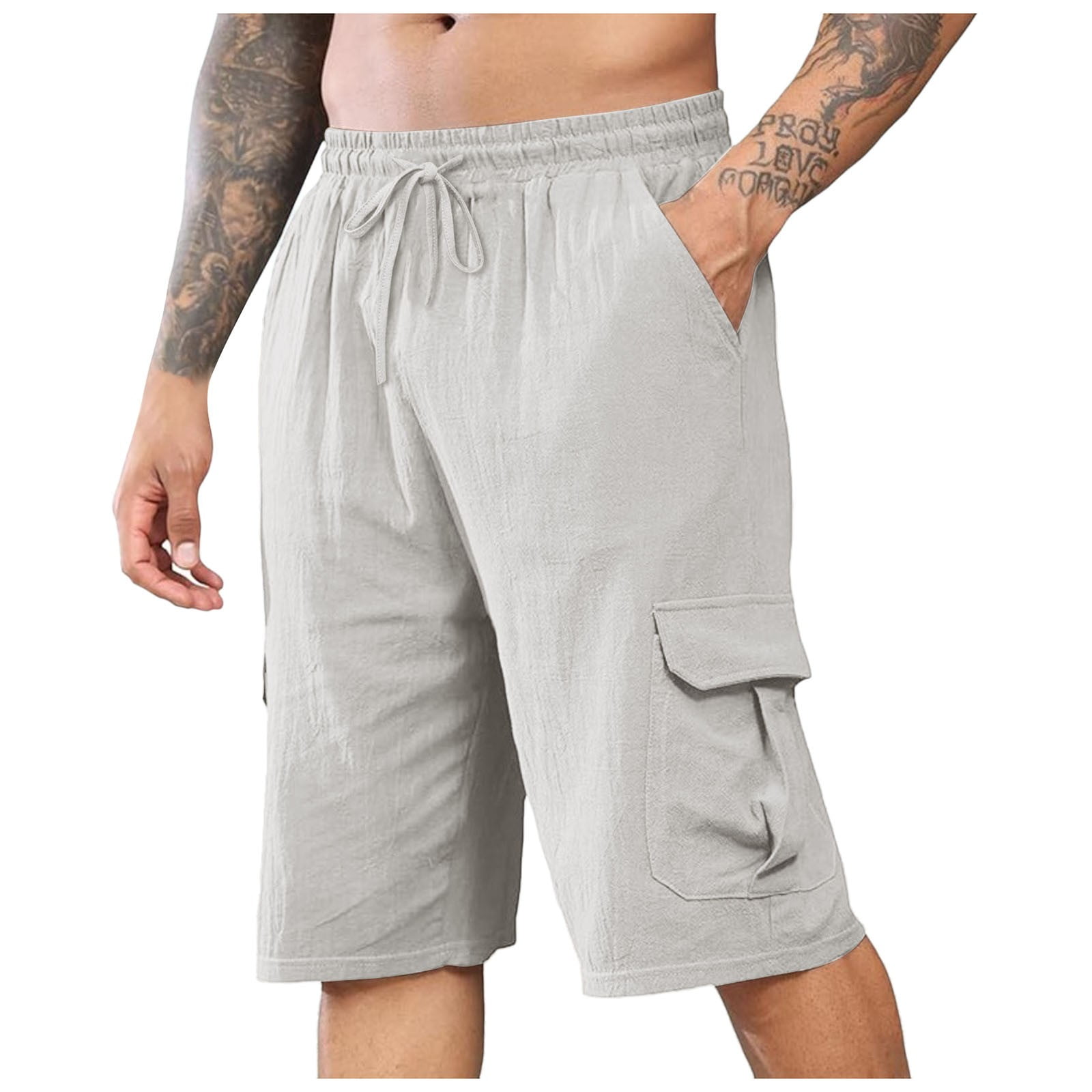 Pepeey Mens Khaki Shorts, Knee Length Shorts Men Big And Tall Shorts ...