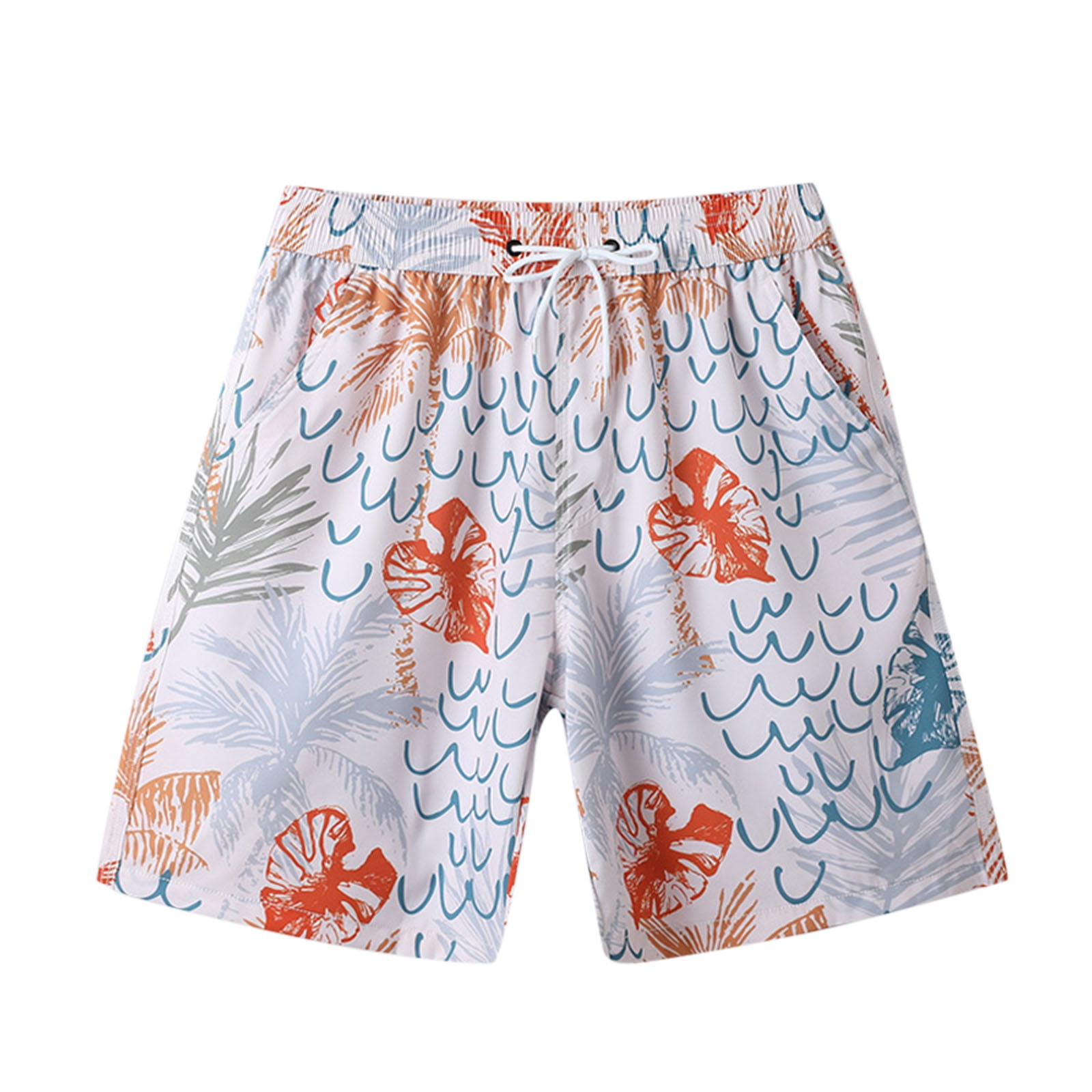 Pepeey Summer Shorts for Men, White Beach Shorts Bathingsuit Mesh Liner Nylon Shorts Mens Board