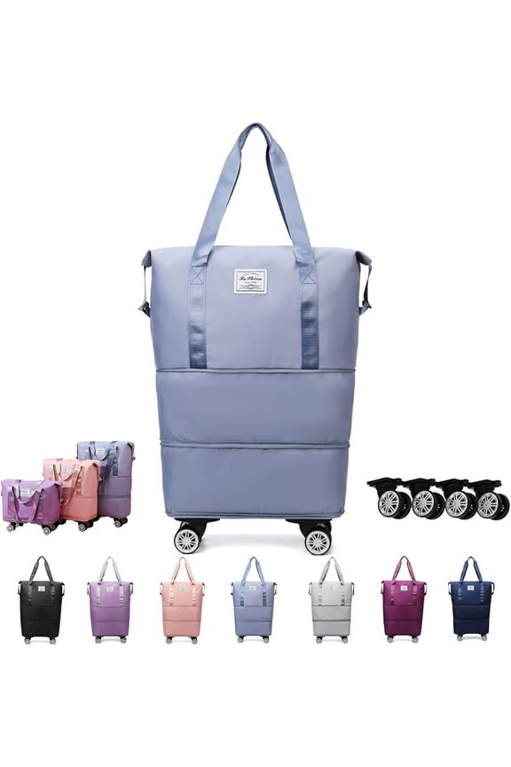 Pepepo Travel Bag with Wheels, 36/55L Klarson Expandable Bag with Wheels, 2025 New Large Capacity Travel Bag - Universal Wheel Removable, Expandable Foldable Duffle Bags (Dark Blue)