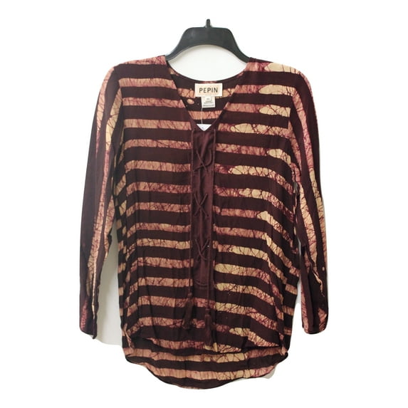Pepin BURGUNDY Women's Gretchen Luxury V Neck Blouse Shirt, US Medium