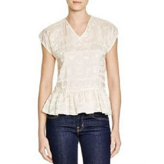 Pepin WHITE Women's Constance Silk Embroidered Pullover Top, US Small