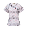 thumbnail image 1 of Pepino Uniforms Printed EKG/Black Trim Mock Wrap Scrub Top, 1 of 1