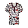 thumbnail image 1 of Pepino Uniforms Printed Heartline Burgundy Trim U-Neck Scrub Top, 1 of 1