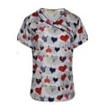 thumbnail image 1 of Pepino Uniforms Printed Navy Heartline Mock Wrap Scrub Top, 1 of 1