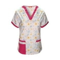 thumbnail image 1 of Pepino Uniforms Printed Pinkn' Yellow Daises V-Neck Scrub Top, 1 of 1