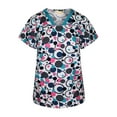 thumbnail image 1 of Pepino Uniforms Printed Teal Polka Dot Piping V-Neck Scrub Top, 1 of 1