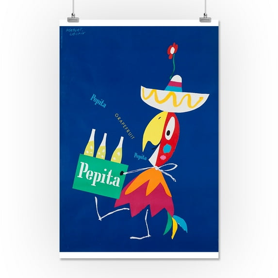 Pepita Grapefruit Vintage Poster (artist: Leupin) Switzerland (16x24 Giclee Gallery Print, Wall Decor Travel Poster)