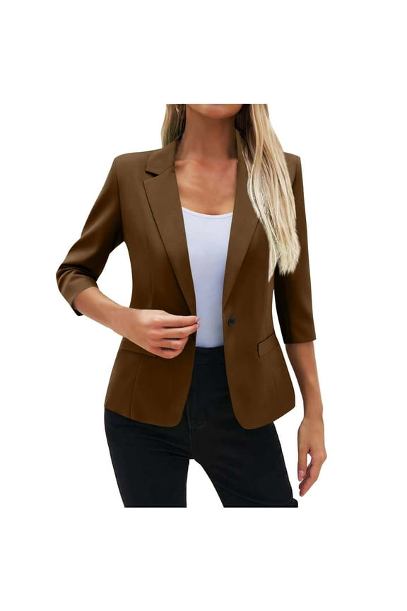 Peplum Blazer Women Business - 3/4 Sleeve Lapel Slim Fit Work Jacket Lightweight Office Minimalist Quiet Luxury Stretchy Modern Tailored Comfort