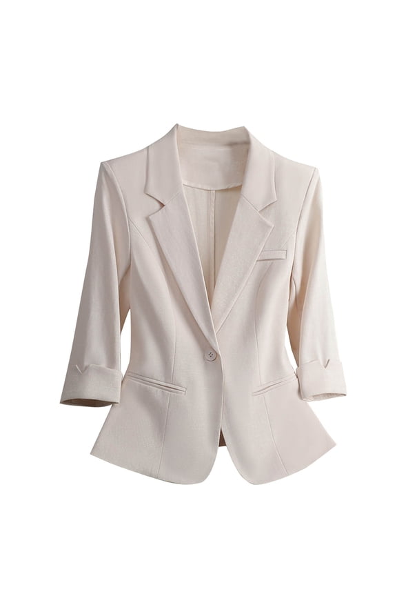 Peplum Blazer Women Business - 3/4 Sleeve Stretchy Lightweight Work Jacket Office Casual Dressy Minimalist Quiet Luxury Modern Tailored Comfort