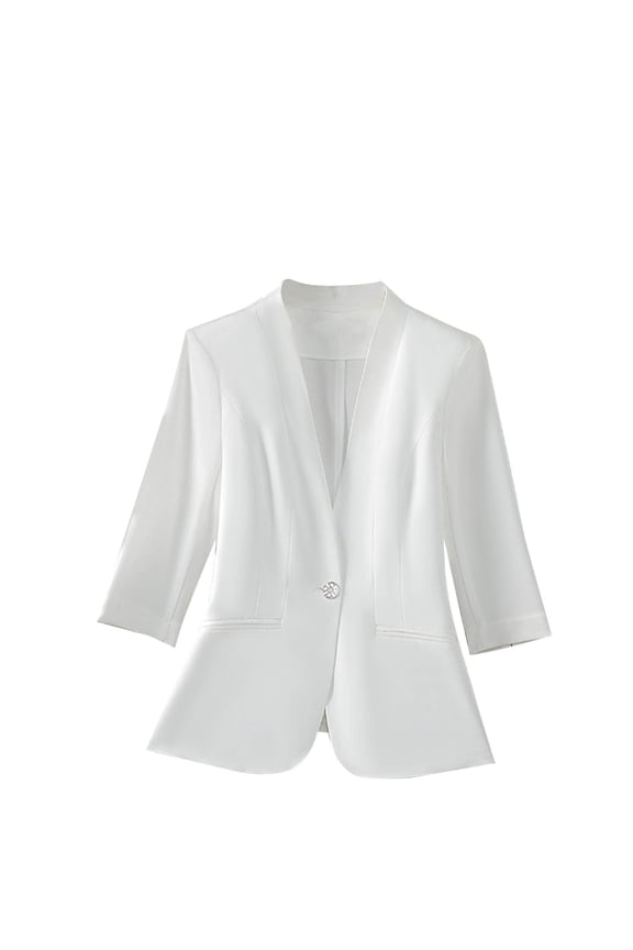 Peplum Blazer Women Business - 3/4 Sleeve Stretchy Lightweight Work Jacket Office Casual Dressy Minimalist Quiet Luxury Modern Tailored Comfort