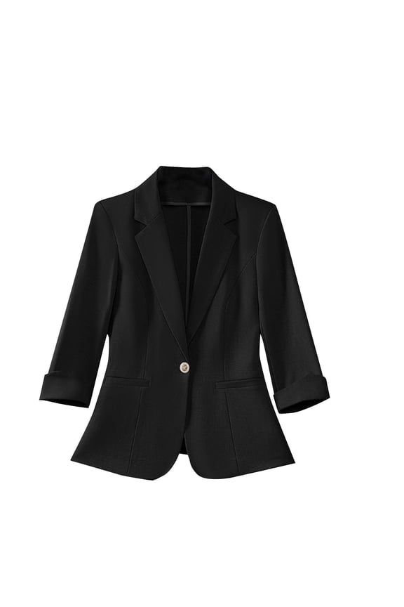Peplum Blazer Women Business - 3/4 Sleeve Stretchy Lightweight Work Jacket Office Casual Dressy Minimalist Quiet Luxury Modern Tailored Comfort