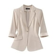 thumbnail image 1 of Peplum Blazer Women Business - 3/4 Sleeve Stretchy Lightweight Work Jacket Office Casual Dressy Minimalist Quiet Luxury Modern Tailored Comfort, 1 of 5