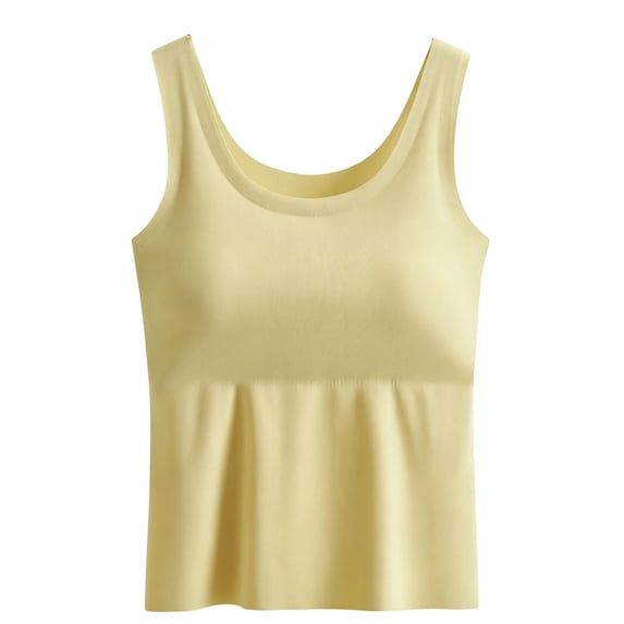 Peplum Camisole Tops for Women Built in Bra Sleeveless Crew Neck Going Out Tank Top Black
