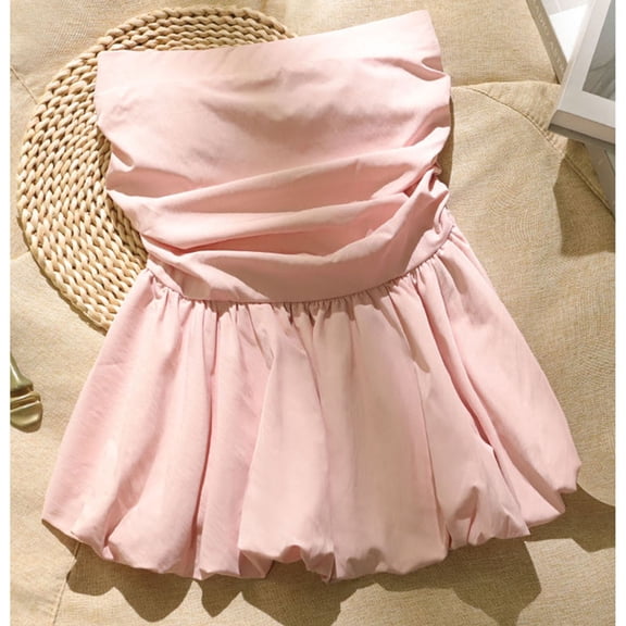 Peplum Tank Top for Women Ruffle Hem Tube Bandeau Top Backless Sleeveless Tank Top Summer Going Out Clothes