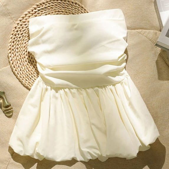 Peplum Tank Top for Women Ruffle Hem Tube Bandeau Top Backless Sleeveless Tank Top Summer Going Out Clothes