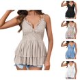 thumbnail image 1 of Peplum Tank Tops for Women Elegant V Neck Flowy Ruffle Spaghetti Strap Camisole Top Y2k Going out Tops Summer Outfits, 1 of 5