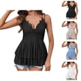 thumbnail image 1 of Peplum Tank Tops for Women Elegant V Neck Flowy Ruffle Spaghetti Strap Camisole Top Y2k Going out Tops Summer Outfits, 1 of 4
