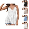 thumbnail image 1 of Peplum Tank Tops for Women Elegant V Neck Flowy Ruffle Spaghetti Strap Camisole Top Y2k Going out Tops Summer Outfits, 1 of 5