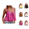 thumbnail image 1 of Peplum Tank Tops for Women Y2k Bow Center U Neck Lace Ruffle Flowy Loose Crop Sleeveless Shirt Summer Outfits, 1 of 9
