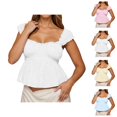 thumbnail image 1 of Peplum Tank Tops for Women Y2k Square Neck Ruffle Eyelet Cropped Sleeveless Shirt Going out Tops Summer Outfits, 1 of 6