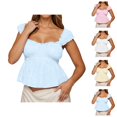 thumbnail image 1 of Peplum Tank Tops for Women Y2k Square Neck Ruffle Eyelet Cropped Sleeveless Shirt Going out Tops Summer Outfits, 1 of 4