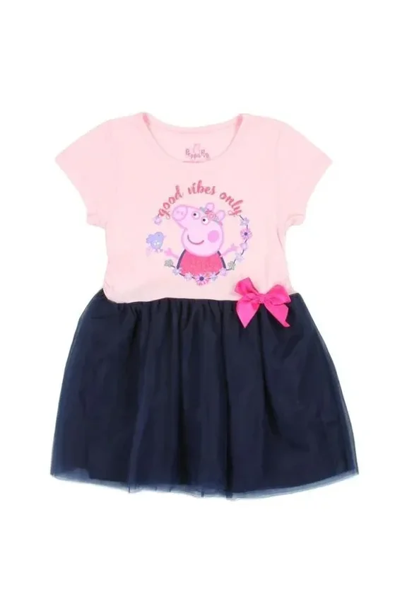Peppa Pig Girls Toddler Tutu Dress Pink Navy Size 2T One LeftTulle Skirt