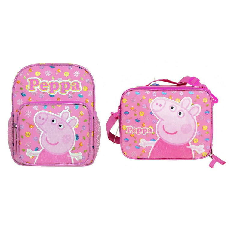 Girls Peppa Pig 16 inch Backpack Rain w/ Detachable Insulated Lunch Bag Set, Women's, Size: One size, Pink