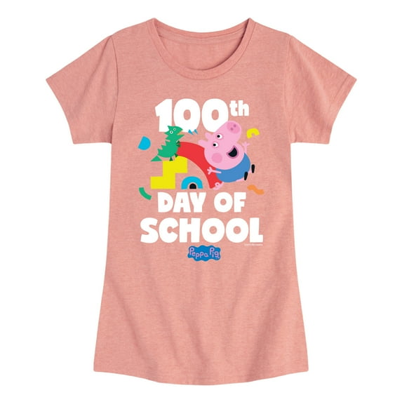 Peppa Pig - 100Th Day Of School George - Girls Toddler And Youth Fitted Short Sleeve Tee