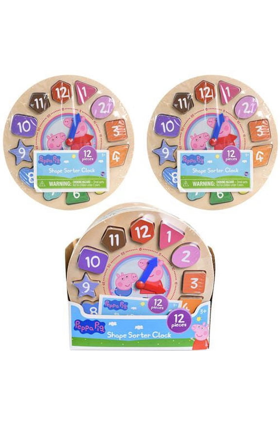 Peppa Pig 12 Piece Shape Sorter Clock- SHIP 1 SET