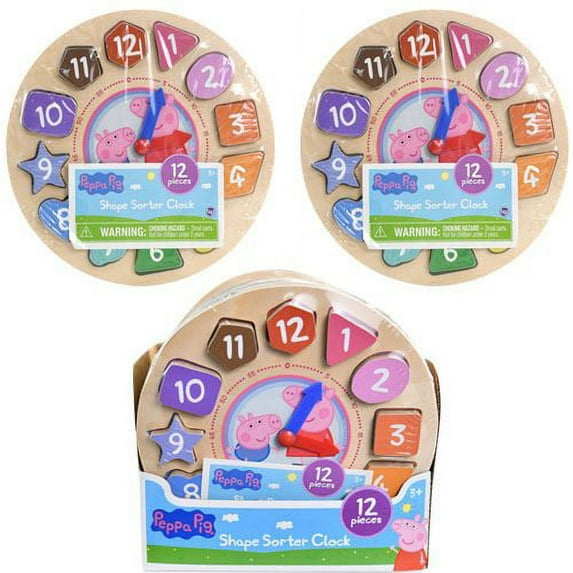 Peppa Pig 12 Piece Shape Sorter Clock- SHIP 1 SET