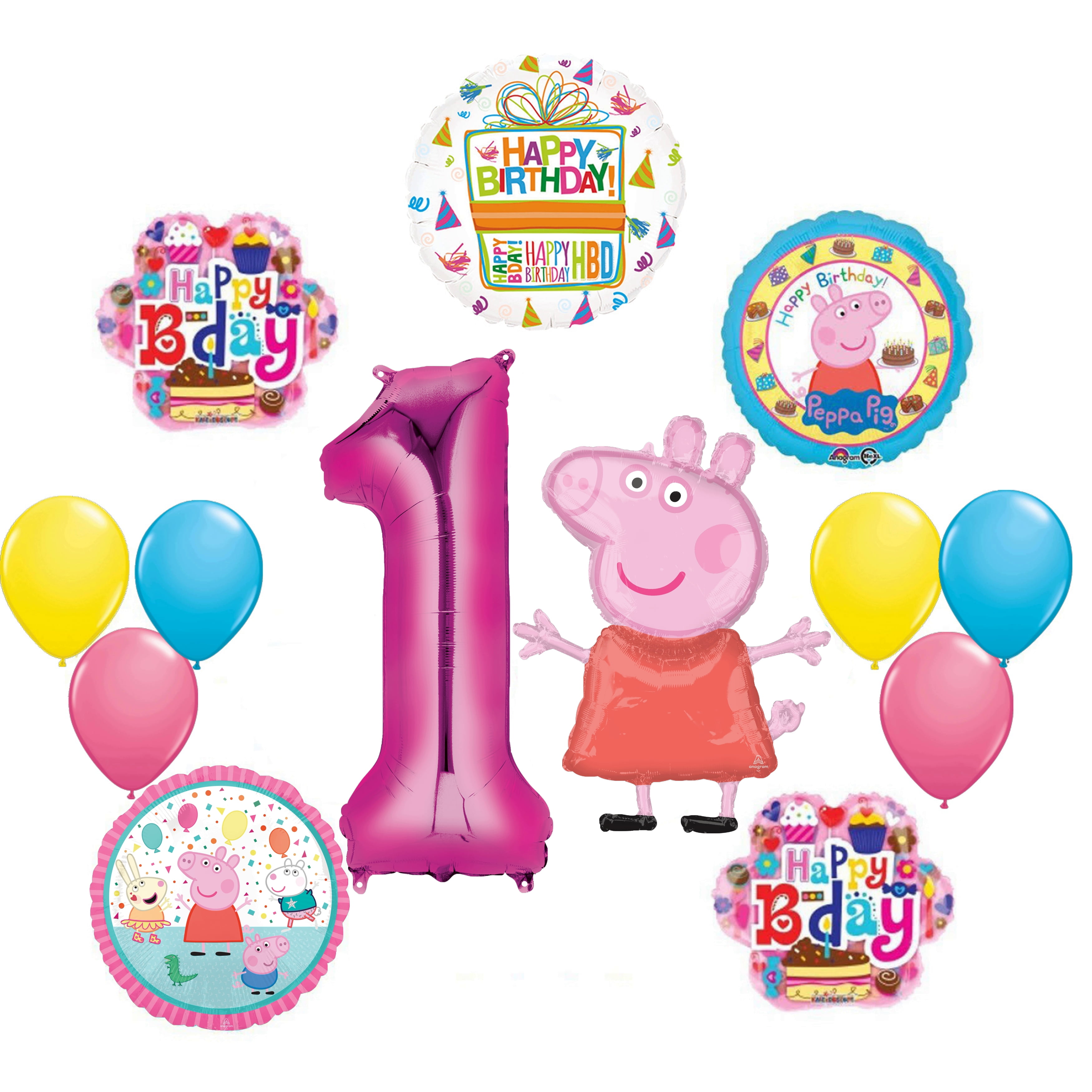 Peppa Pig 1st Birthday Party Balloon Supplies And Decorations Kit