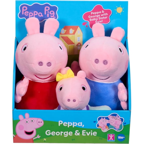 Peppa Pig 3 Pack - Peppa with and Evie Soft Plush Toy Set
