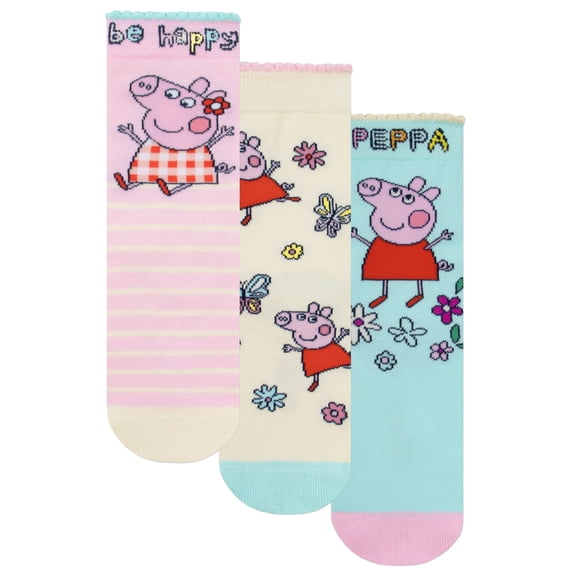 Peppa Pig 3 Pack Socks Girls Multicolor Sizes 1-8
