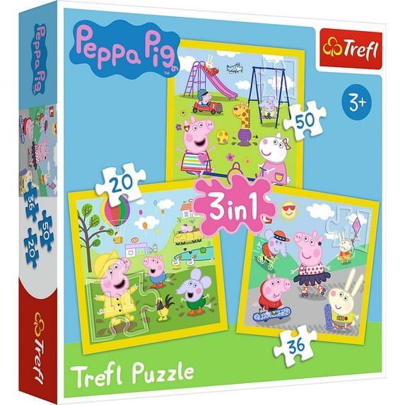 Trefl 3 in 1 (20, 36 50 Piece) Puzzle - Peppa Pig's Happy Day Jigsaw Puzzle
