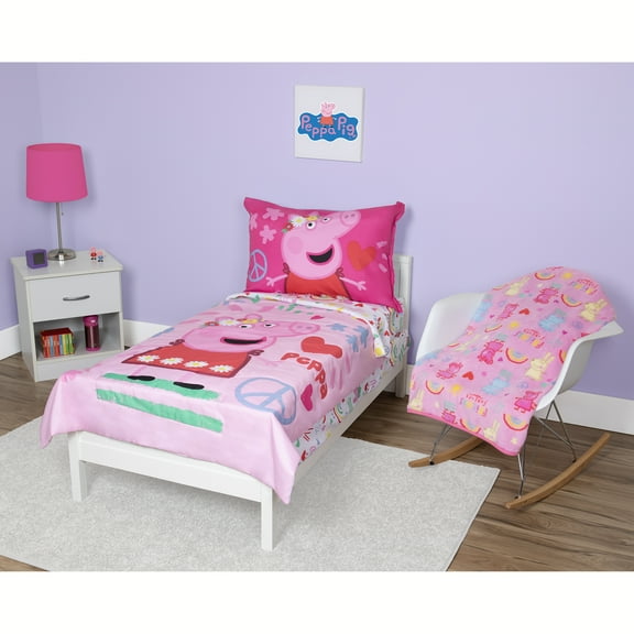 Peppa Pig 5-Piece Toddler Bedding and Plush Blanket Set