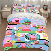 Peppa Pig Bedding Set Kids Sheet Toddler Pillow Christmas Comforter Gifts Girls Child Boys Queen Full 55"X78"