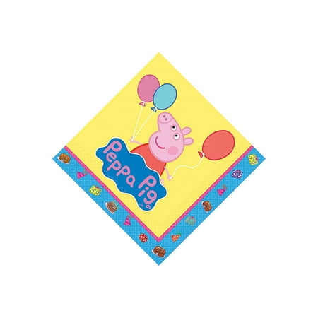 Peppa Pig Beverage Napkins - Party Supplies - 16 Pieces