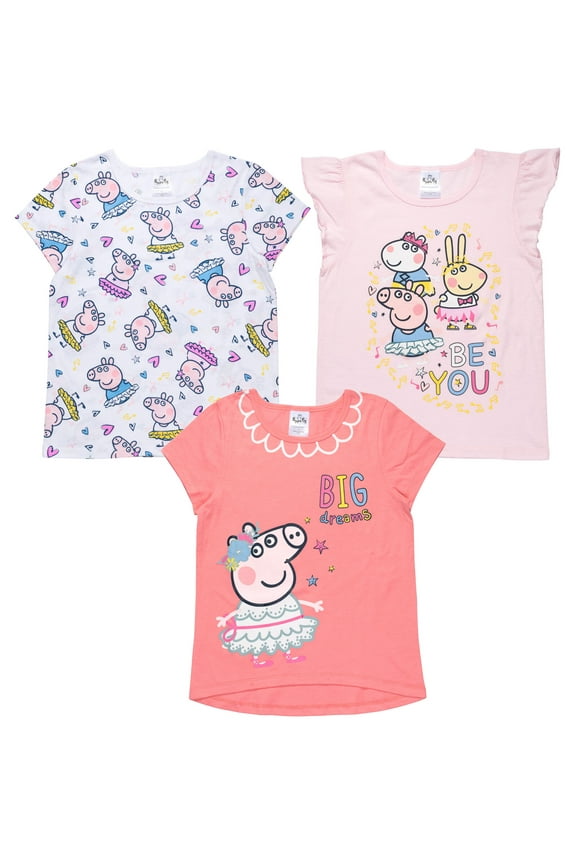 Big Girls 3 Pack T-Shirts White/Pink 10-12