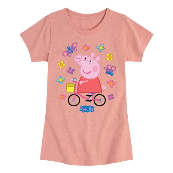 Peppa Pig - Bike Butterflies - Girls Toddler And Youth Fitted Short Sleeve Tee