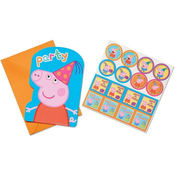 Peppa Pig Birthday Party Invitations, 8ct