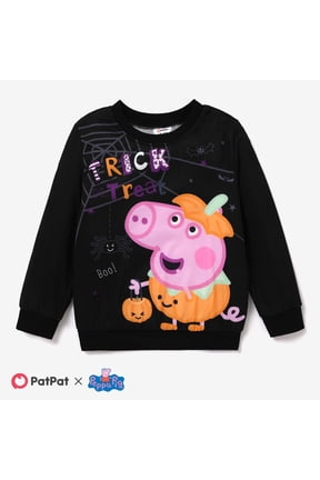 Boy Girl Halloween Sweatshirt George Graphic Trick or Treat Pumpkin Graphic Black Crewneck Top Toddler 2T