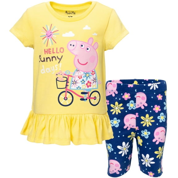 Peppa Pig Casual Polyester Short Sleeve Outfit Sets (Girls)