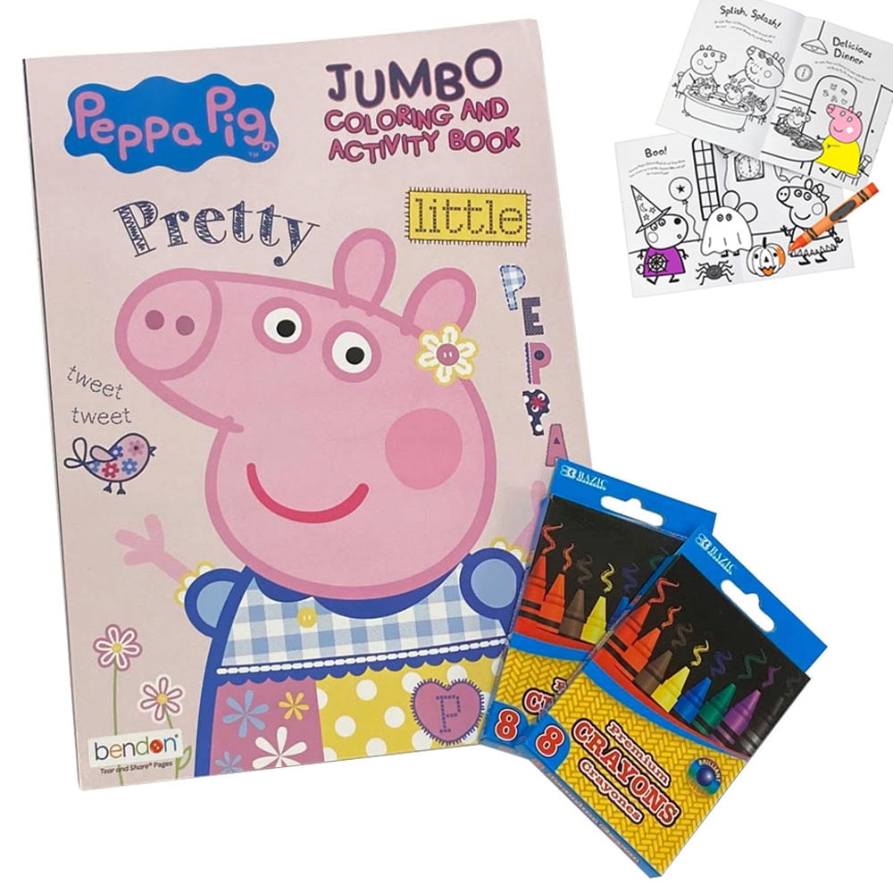 Peppa Pig Toy Art Coloring Activity Book with 80 Pages & Craft Premium Crayons Set for Kids ...